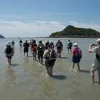 Walking through the tideland to Mont-St-Michel