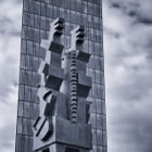 Sculpture depicting the high seat pillars of the first Norwegian settler in Reykjavik